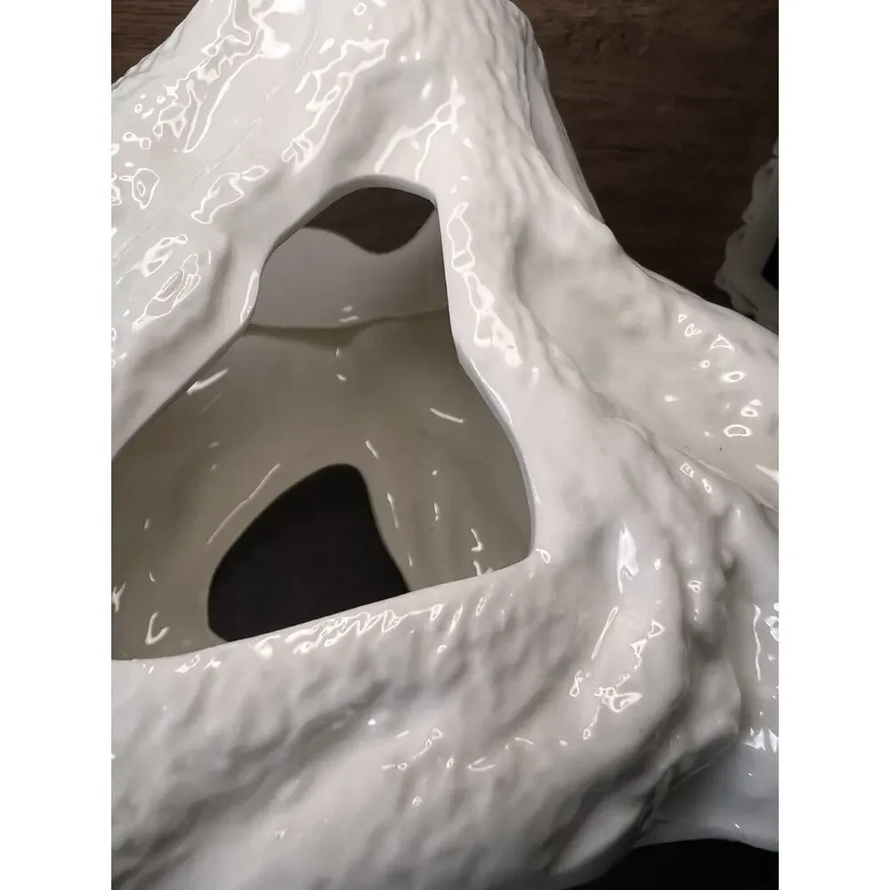 VTG White Mouse Tree Trunk Vase Succulent Planter Ceramic 99 INTL